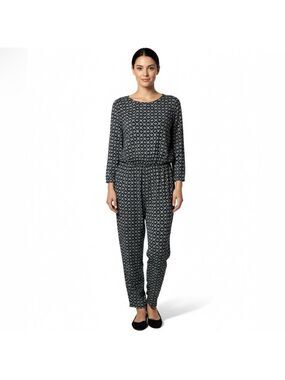 OLD NAVY 100% Rayon Black and White Jumpsuit Crossover Back Side Slash Pockets M